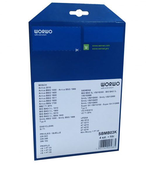 SBMB03K 500x593 - SBMB03K Комплект пылесборников Worwo (соотв. Bosch / Siemens Type K; 4шт + фильтр защиты двигателя)
