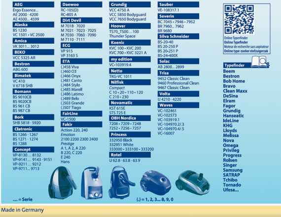 Swirl Y101 MicroPor Plus Swirl подходит 570x441 - SWIRL Y 101/4 MP PLUS Комплект мешков для пылесоса Daewoo, AEG, BEKO, ETA .